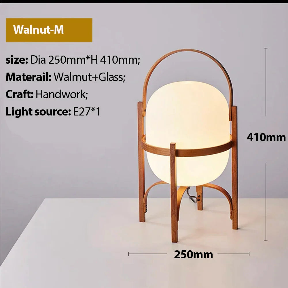 Wood Frame Glass Lamp