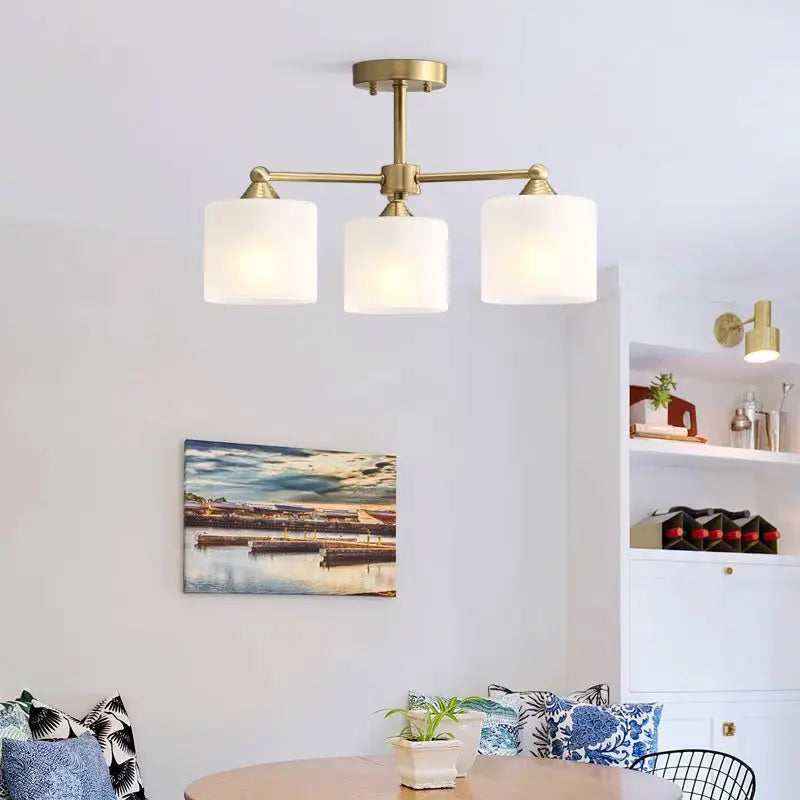 DecorBites™ LED Black/Gold Ceiling Chandelier with Lampshade for Elegant Living Room Decor
