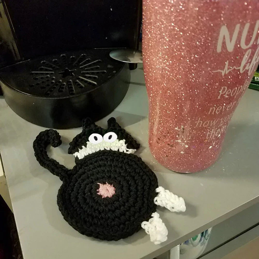 DecorBites™ Cat Butt Coasters: Handmade Funny Kitties Cup Mat - Set of 4