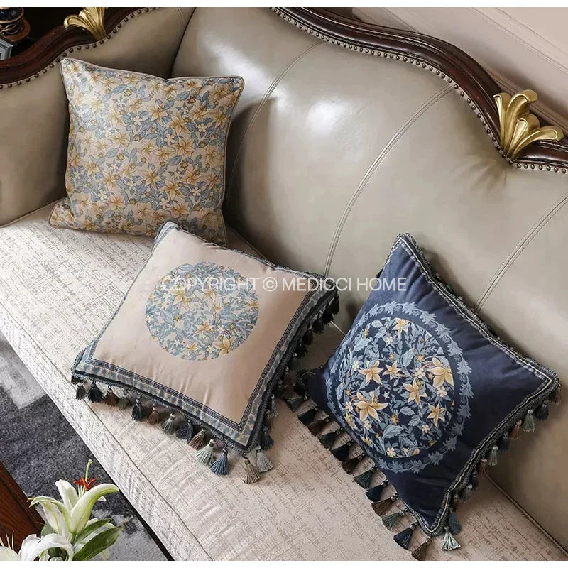 DecorBites™ Camellia Floral Velvet Cushion Cover for Sofa Couch Bed - Luxe European Style