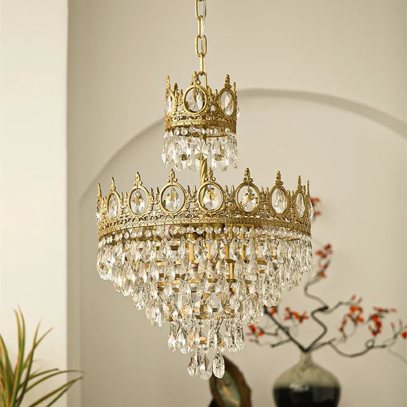 Decorbites™ Kristallkrone-Kronleuchter LED-Hängeleuchte für Wohnzimmer und Schlafzimmer – Moderne Luxus Vintage Französische Beleuchtung