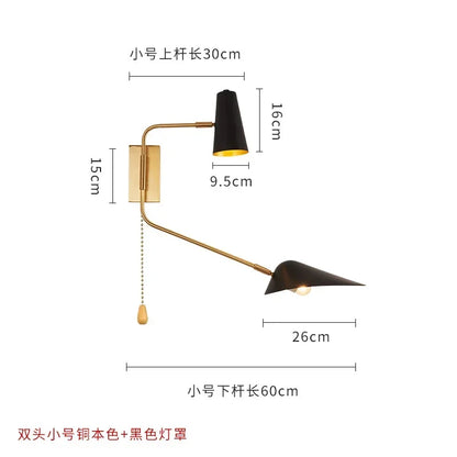 DecorBites™ Adjustable Double Head LED Wall Lamp with Pull Switch