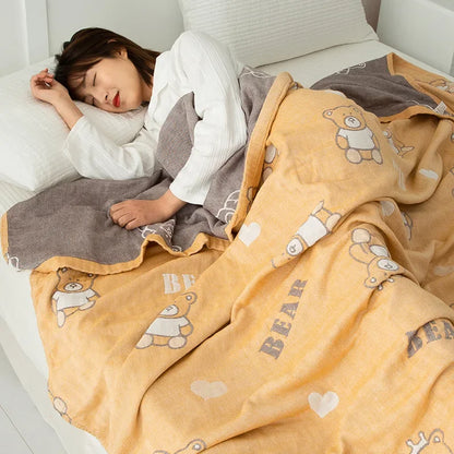 DecorBites™ Double Cotton Blanket: Soft & Breathable Bed Cover