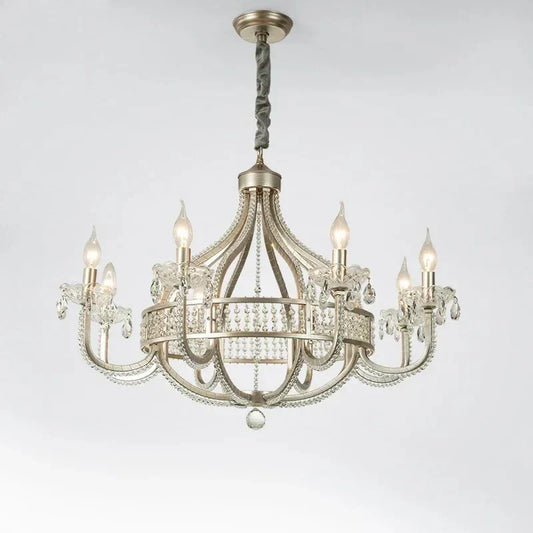 DecorBites™ Crystal Chandelier: Elegant France Chrome Pendent Lamp for Living Room, Dining Room, Bedroom