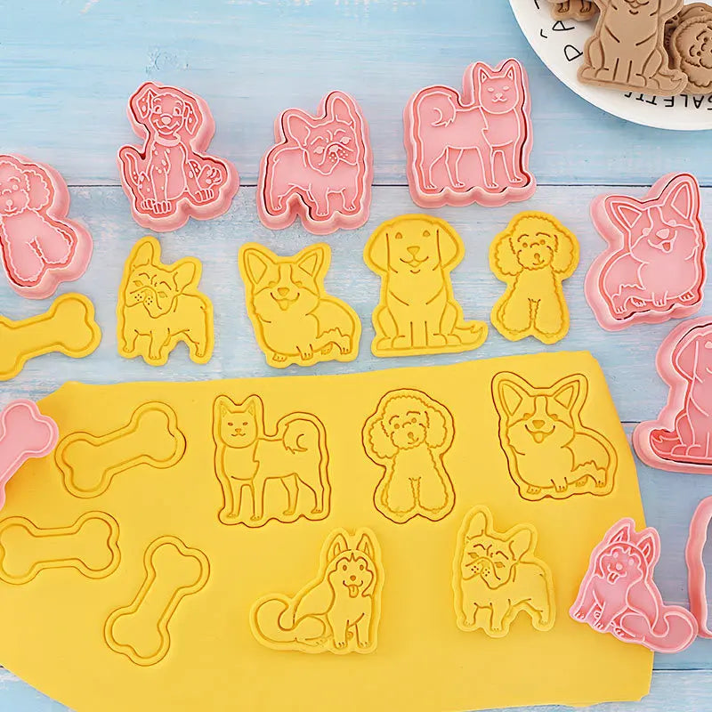 Set de cortadores de galletas DecorBites™ con forma de perro en 3D, molde para galletas, herramientas de decoración, prensa para galletas con forma de perro (DIY).