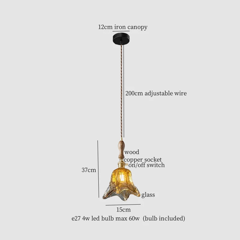 Lámpara colgante de vidrio ámbar LED Decorbites™ - Estilo vintage americano para la decoración del hogar