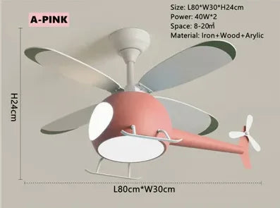 Decorbites™ Ventilador de Techo en Forma de Helicóptero con Lámparas de Araña: Decoración Creativa Nórdica para la Habitación de Niños