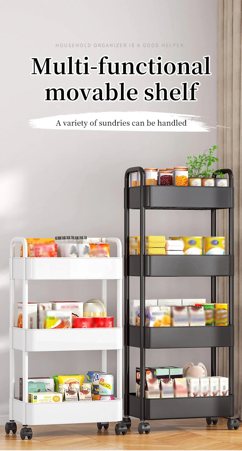 Mobile Storage Rack Trolley Bedroom Multi-Layer Storage Racks Organizer Household Kitchen Multifunctional Cart With Wheels Shelf