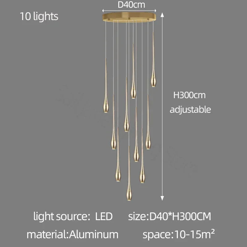 DecorBites™ Gold-Plated Duplex Chandelier: Modern Lighting for Living Room, Staircase, Kitchen, Restaurant