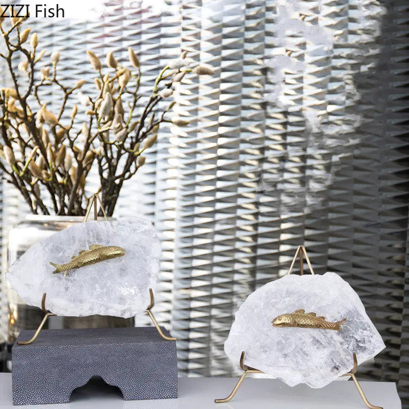 DecorBites™ Golden Fish Crystal Ornament Home Decoration Metal Statue