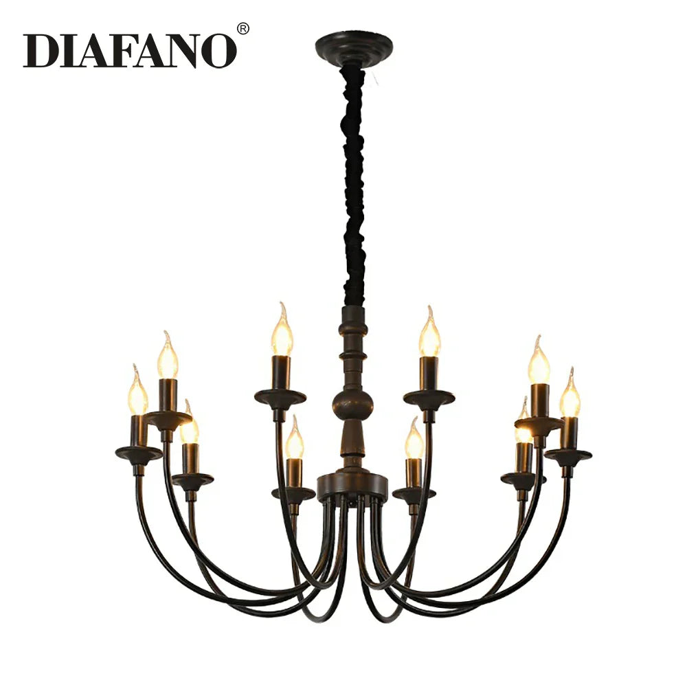DecorBites™ Black Metal Chandelier 8 Heads Pendant Lights for Home Decor