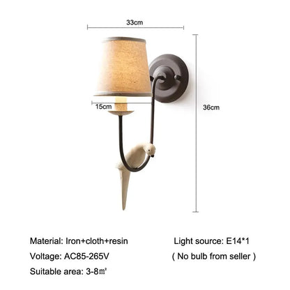 DecorBites™ Bird Decor Antique Wall Lamp for Bedroom, Living Room, Kitchen - French Rural Charm