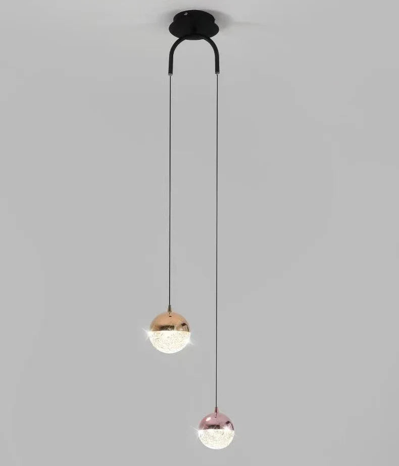 ديكوربايتس™ مصباح معلق مزدوج الرأس من الزجاج لغرفة النوم، ثريات LED حديثة