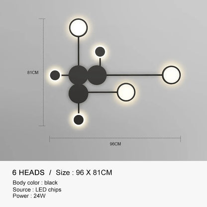 DecorBites™ مصباح حائط LED أسود ذهبي مناسب للاستخدام الداخلي في غرف النوم والمعيشة والسلالم والبار