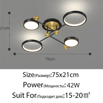 DecorBites™ Elegant Multi-Head Gold LED Ceiling Lamp for Living Room & Bedroom