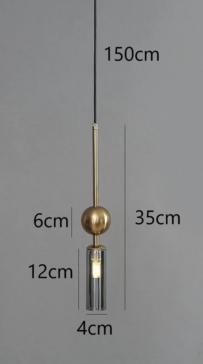Nordic Gold and Black Glass Pendant Light