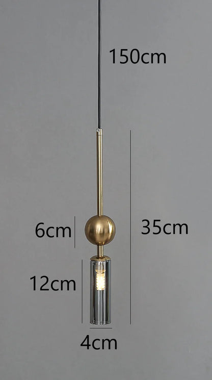 Nordic Gold and Black Glass Pendant Light