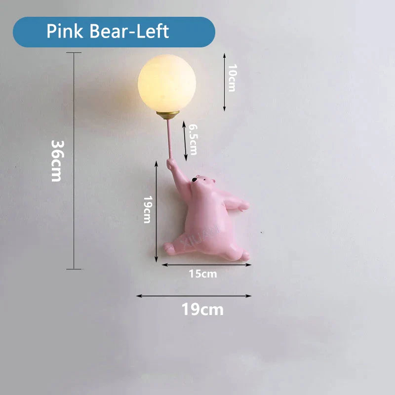 DecorBites™ Kids Bear Moon Wall Lamp | 3D Printed Bedroom Interior Light