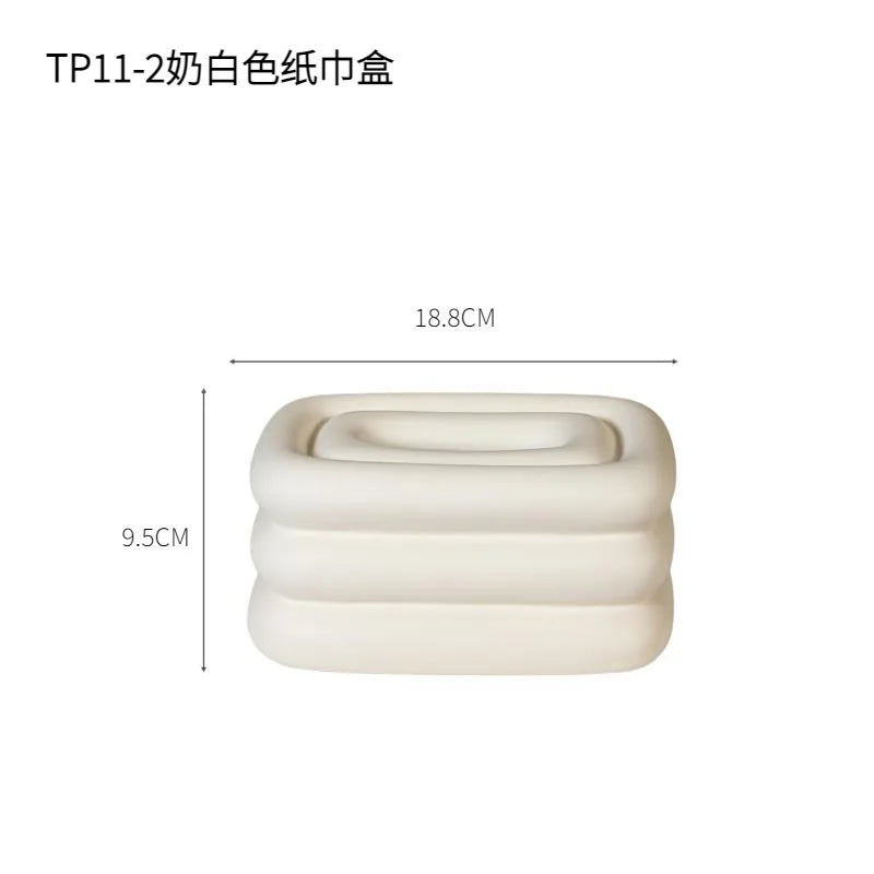 علبة مناديل سيراميكية مستطيلة الشكل بتصميم هندسي من DecorBites™، حامل سطح مكتب، ديكور منزلي، تخزين