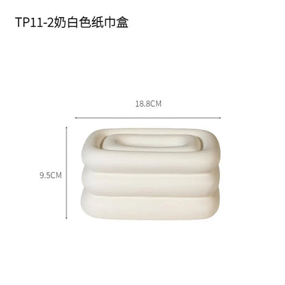 علبة مناديل سيراميكية مستطيلة الشكل بتصميم هندسي من DecorBites™، حامل سطح مكتب، ديكور منزلي، تخزين