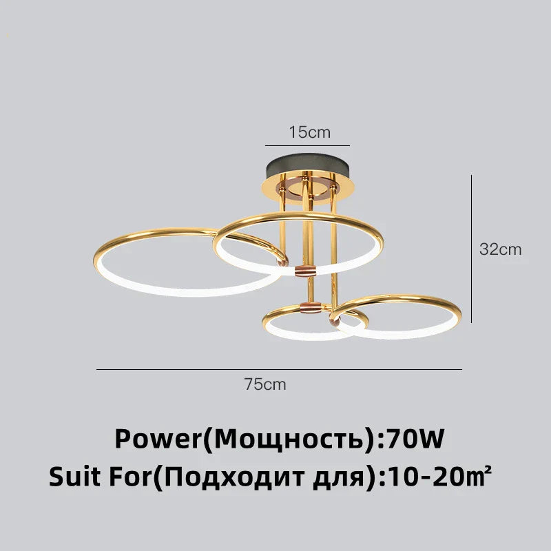 DecorBites™ Gold Luxury Ring Pendant Chandelier for Modern Villa and Home Decor