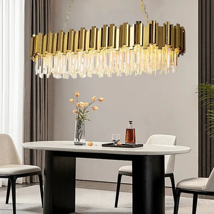 DecorBites™ Gold Crystal Chandelier: Modern Luxury LED Pendant Lights for Living, Dining, Bedroom Decor