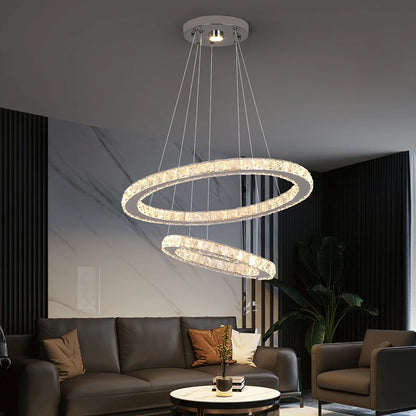DecorBites™ Crystal Ring Chandelier Pendant Light for Living Dining Room