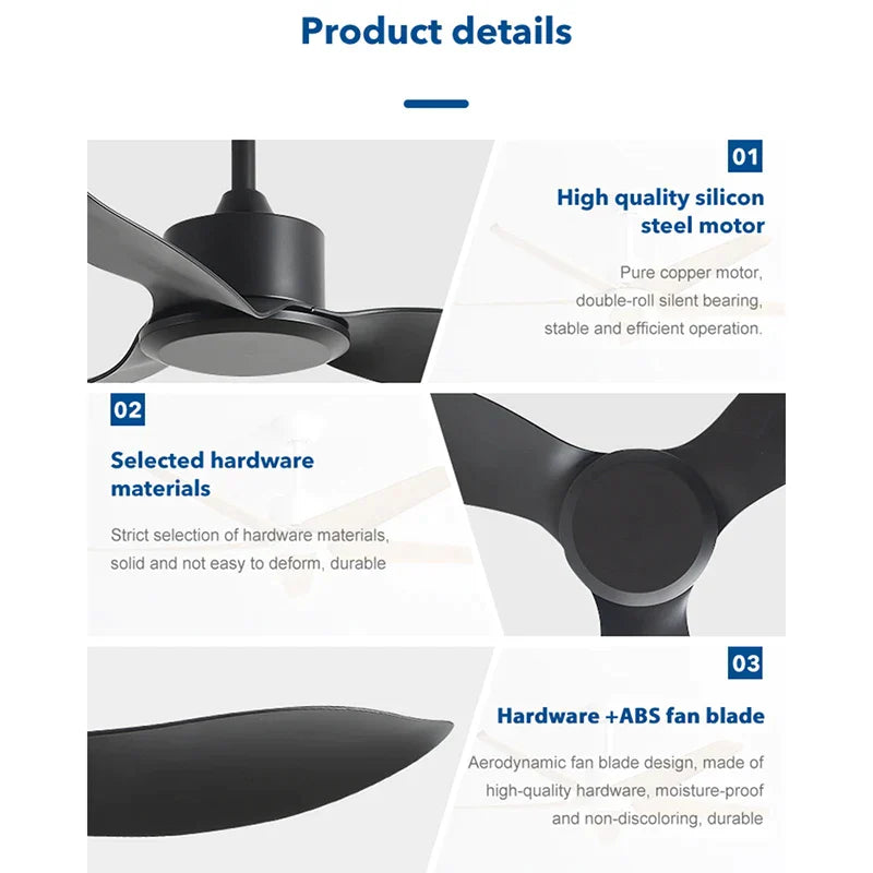 مروحة سقف DecorBites™ مقاس 48 بوصة مزودة بجهاز تحكم عن بعد وشفرات بلاستيكية لغرفة النوم والأماكن الداخلية والصناعة 220 فولت