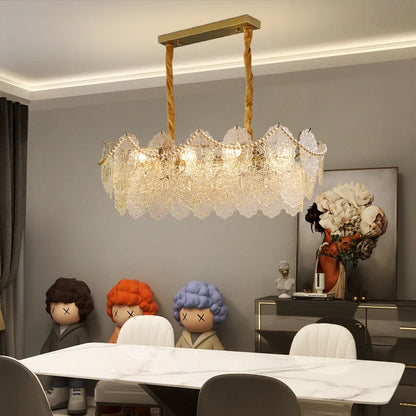 DecorBites™ Clear Glass LED Chandelier: Modern French Style for Living Room, Bedroom, Kitchen.