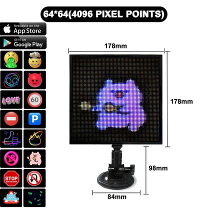 Pantalla LED para vehículos DecorBites™ con animación de texto personalizada - Pantalla de 32x32 píxeles