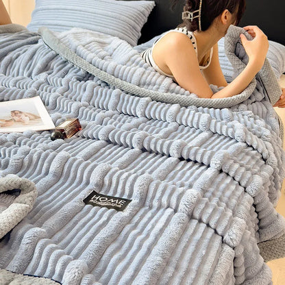 Manta de peluche DecorBites™ Cozy Faux Rabbit, estilo nórdico, gruesa y cálida, chal para siesta supersuave