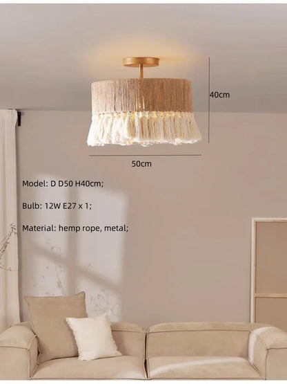 DecorBites™ Hemp Rope E27 LED Pendant Lights Chandelier Lighting - Nordic Minimalism
