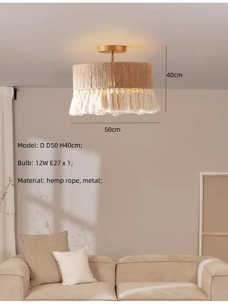 Hemp Rope Pendant Light Nordic D60cm Design