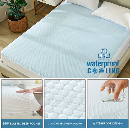 Decobites Soft Cooling Mattress Topper, Waterproof Fitted Sheet - Luxurious & Deep Pocket