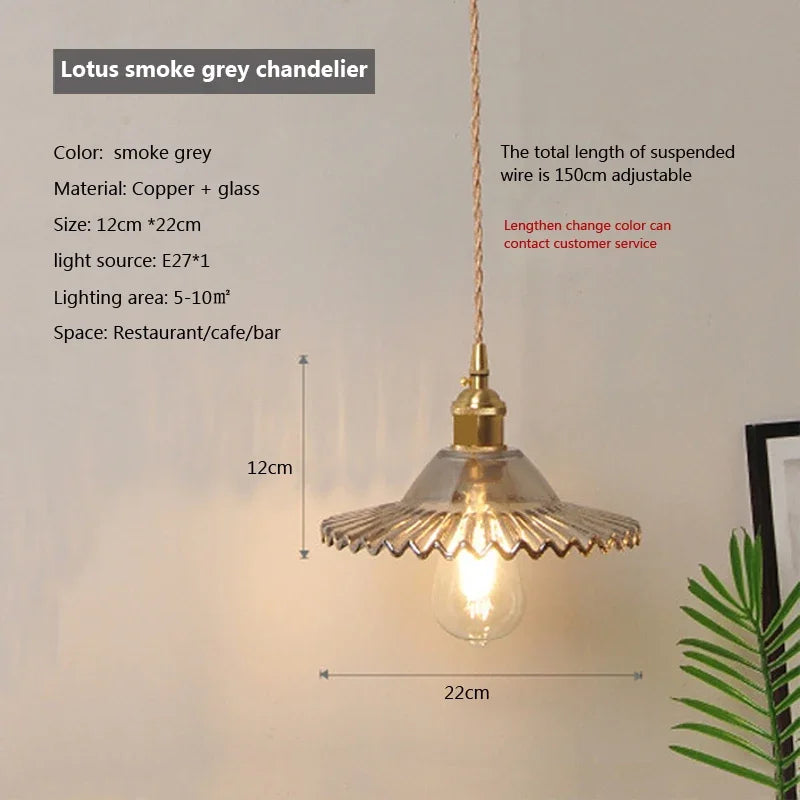 Nordic Glass Pendant Light in Brown and Polished Chrome