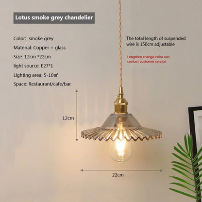 Nordic Glass Pendant Light in Brown and Polished Chrome