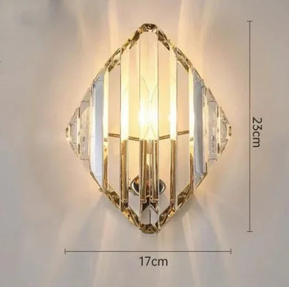 DecorBites™ Gold Crystal Glass Wall Sconce Light Fixture for Luxury Bedroom Decor