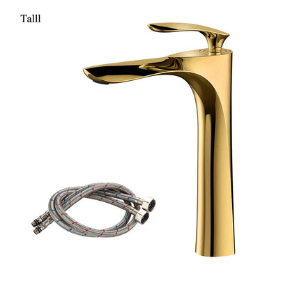 DecorBites™ Golden Bathroom Faucet Single Handle Sink Mixer Tap Deck Mounted Basin Tapware