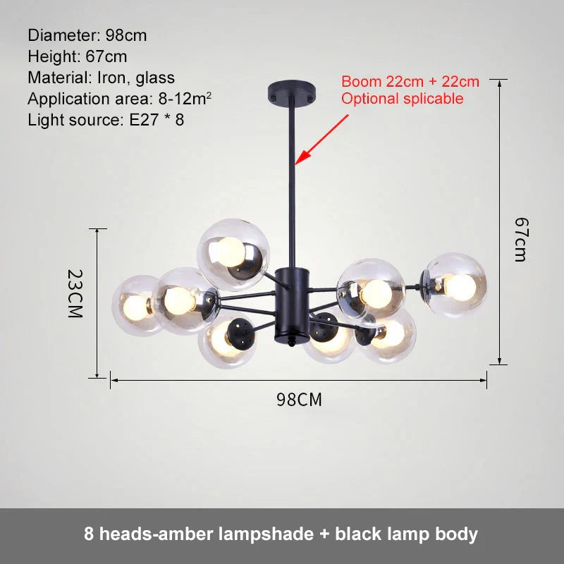 Lámpara de araña LED con bola de cristal DecorBites™ para dormitorio y comedor