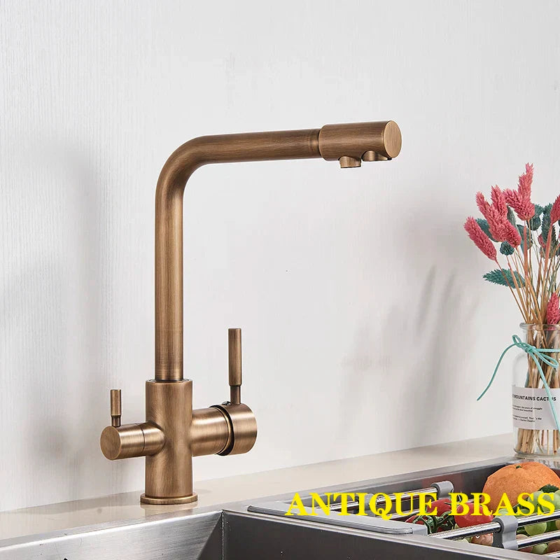 Decorbites™ Zweifachauslauf Chrom Küchenarmatur Wasserfilter Mischbatterie
