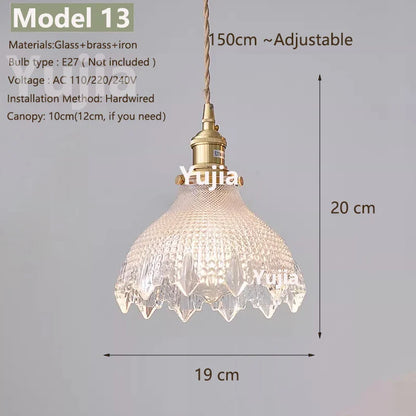 Vintage Green Glass Pendant Light With Brass Details