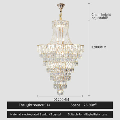 DecorBites™ Crystal Chandelier Art Living Room Lighting for Duplex Buildings and High-End Restaurants
