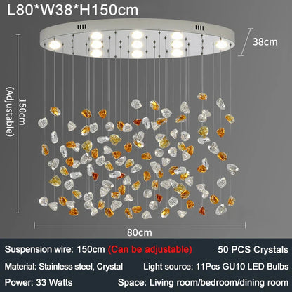 Decorbites™ Bunte Kristallstein-Lüster - Ovaler Leuchter LED-Beleuchtung für Heimdekoration