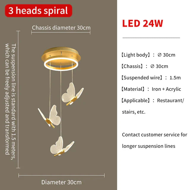Luces colgantes de mariposa LED Gold™ Decorbites para escaleras de casa, sala de estar, dormitorios, candelabros