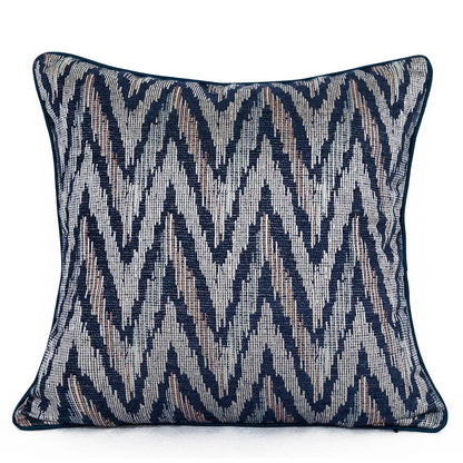 غطاء وسادة من قماش الجاكار الهندسي الأزرق من DecorBites™ مقاس 45×45 سم لتزيين الأريكة