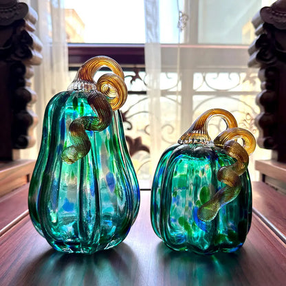 DecorBites™ Handmade Glass Pumpkin Figurines Collectible Statue Home Decor