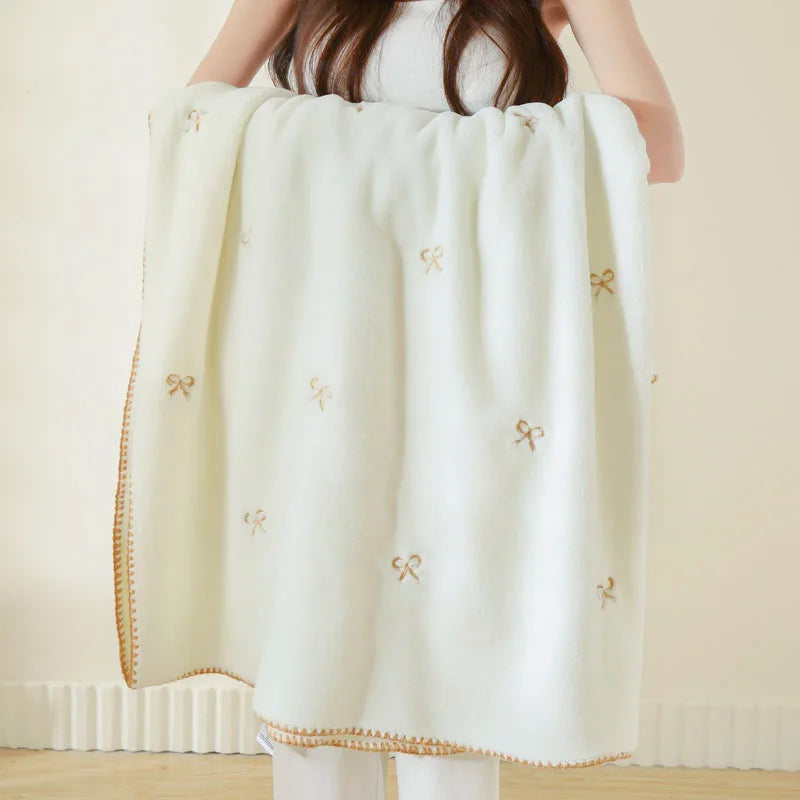DecorBites™ Baby Velvet Embroidered Blanket: Double-Sided Warm Travel Bedroom Sofa Cover