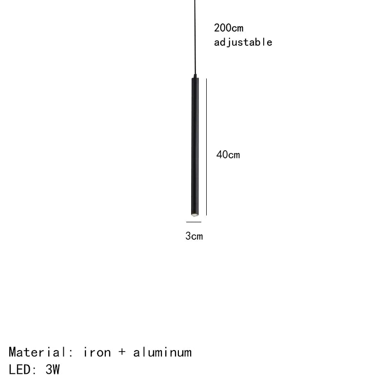 ديكوربايتس™ مصابيح LED سوداء معلقة 30/40/50/60 سم لغرفة الطعام وغرفة النوم والمطبخ