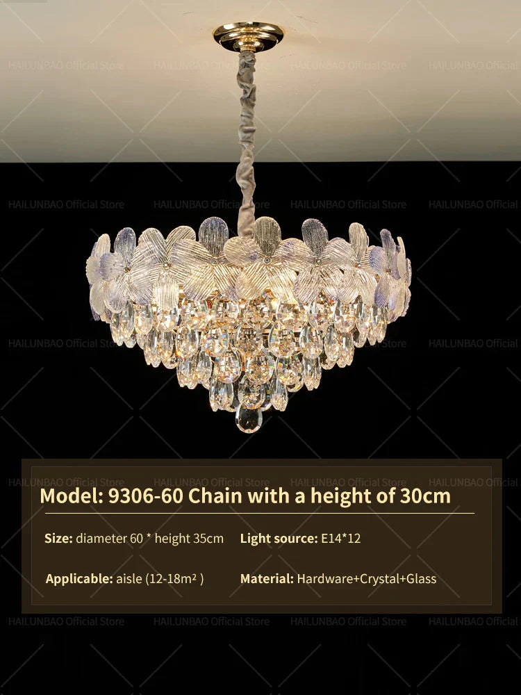 DecorBites™ Crystal Chandelier: French Cream Style Light Luxury for Living Room and Master Bedroom