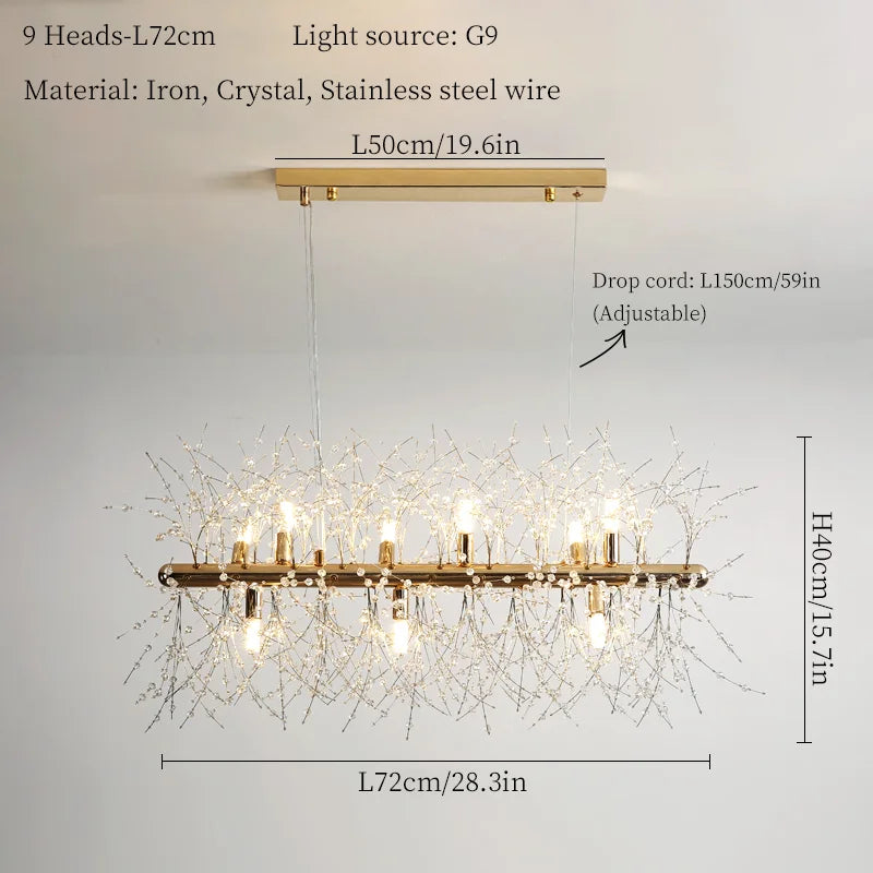DecorBites™ Dandelion Art Crystal Chandelier: Nordic Modern Luxury for Living Room & Restaurant